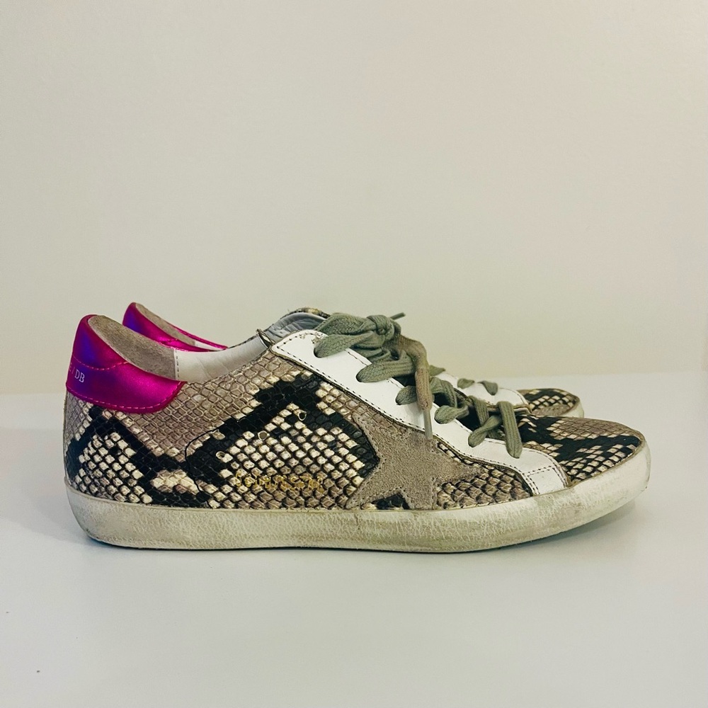 Golden Goose Unique Stylish Women's Snake Print Sneakers. Worn once. Size 9.